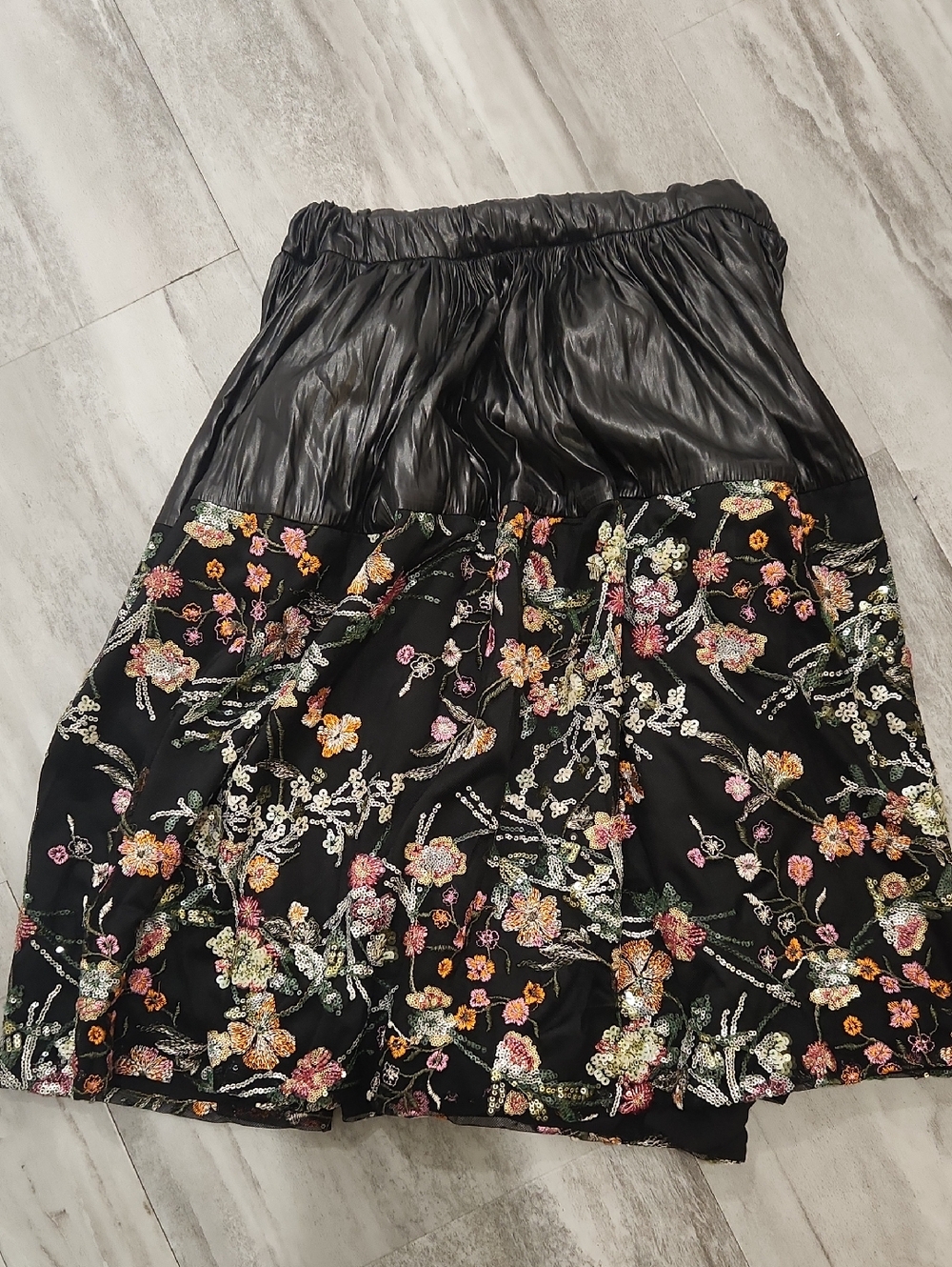 Anja Schwerbrock Girls Black Sequin Floral Skirt